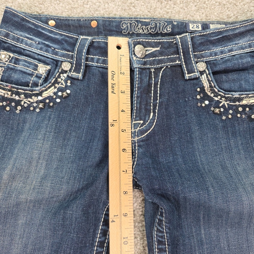 Miss Me Signature Skinny Jeans Dark Wash Embellished Studded JP816552 Size 28 - Picture 7 of 11